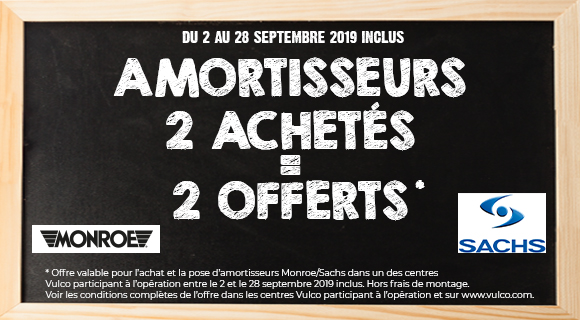 2 amortisseurs achetés = 2 offerts