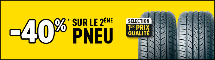 - 40% sur le 2ème pneu Orium ou Rovelo