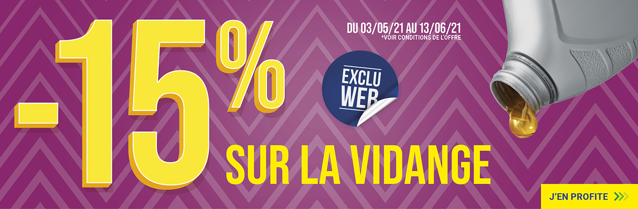 Exclu web : 15% de remise sur la vidange !