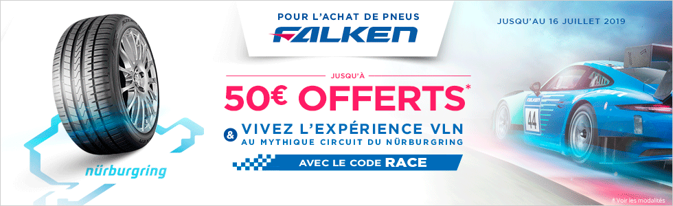 Jusqu'à 50€ offerts en bon d'achat pour l'achat de pneus Falken
