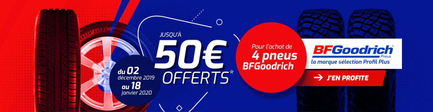 Jusqu'à 50€ offerts sur vos pneus BFGoodrich