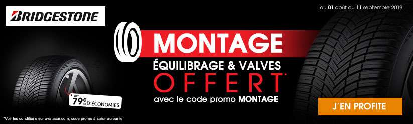 Montage et équilibrage 100% offert pour l'achat de pneus Bridgestone