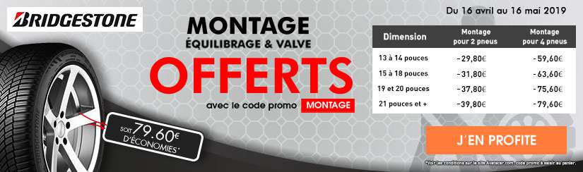 Montage offers pour l'achat de pneu Bridgestone