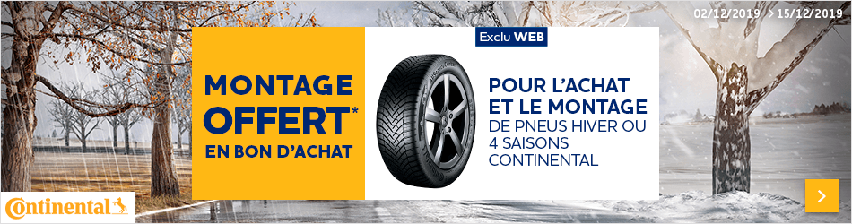 Montage offert pour l'achat de pneus Continental