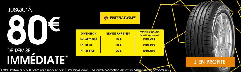 Pneu Dunlop : Jusqu'à 80€ de remise