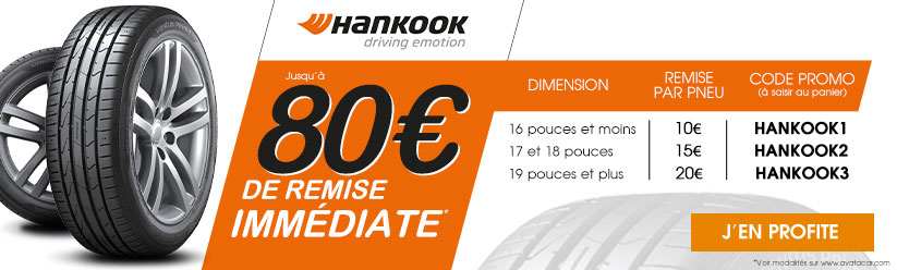 Pneu Hankook : Jusqu'à 80€ de remise